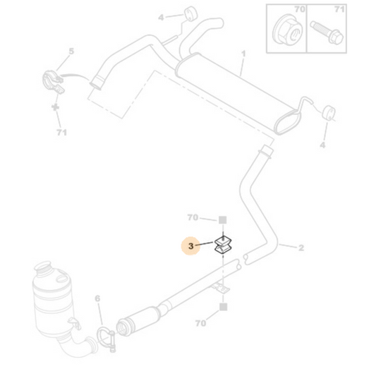Genuine Exhaust Mounting - Citroen C1 / Peugeot 108 Diesel | 1714E3