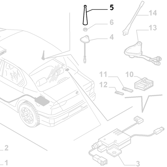 Genuine Roof Mounted Bee Sting Aerial - Alfa Romeo 156, 166, 159 | 156020346
