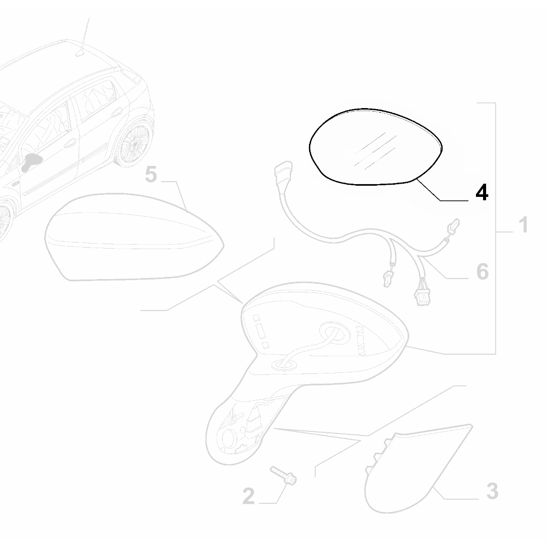 Genuine Right Wing Mirror Glass - Fiat Grande Punto / Evo RHD | 71740497