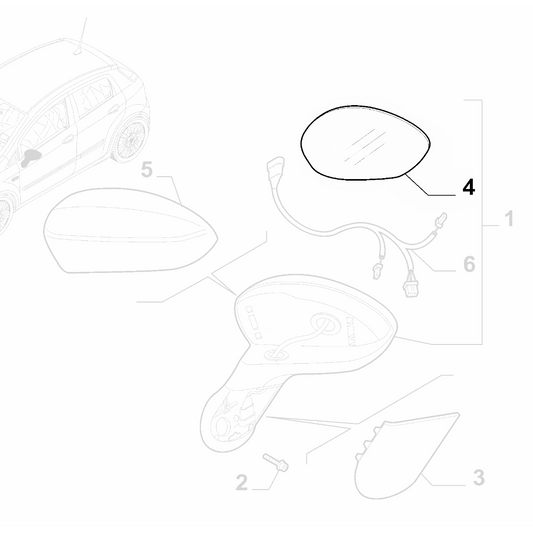 Genuine Right Wing Mirror Glass - Fiat Grande Punto / Evo RHD | 71740497