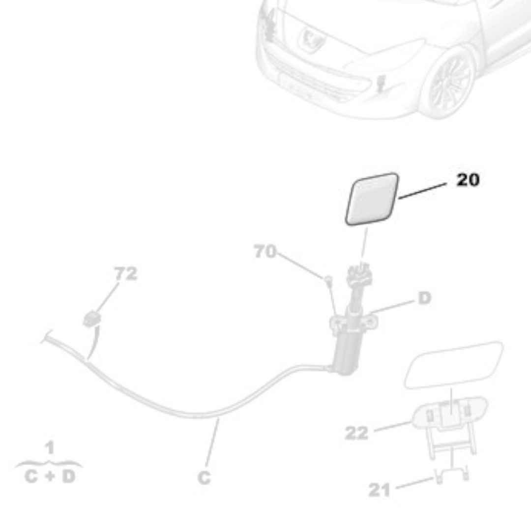 Genuine Headlight Washer Jet Caps - Peugeot RCZ 2009-2015 | 1609723080