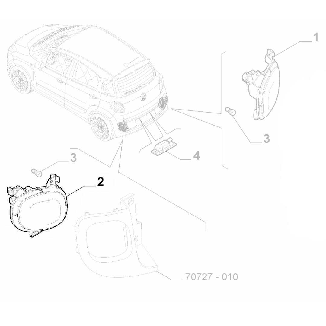 Genuine Rear Fog light - Fiat 500L 2012-2017 LHD | 51959334
