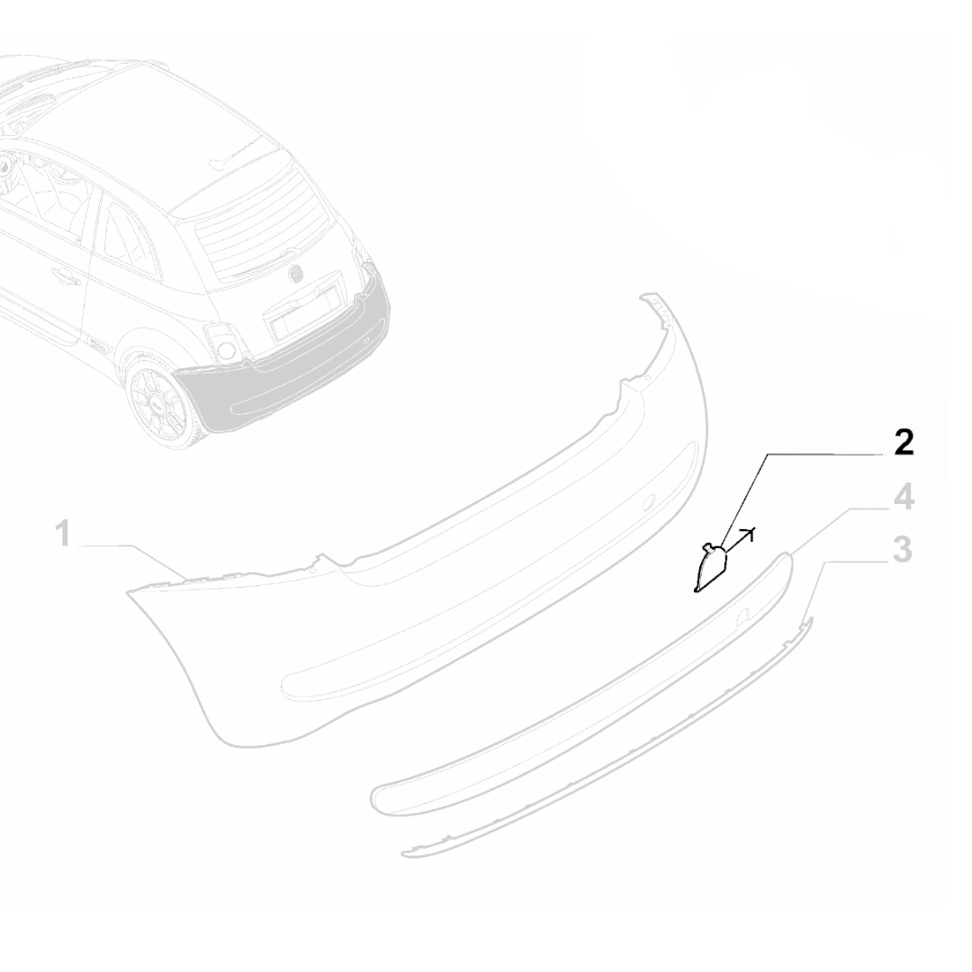 Genuine Rear Tow Eye Cover - Chrome - Fiat 500 2007-2015 | 735455393