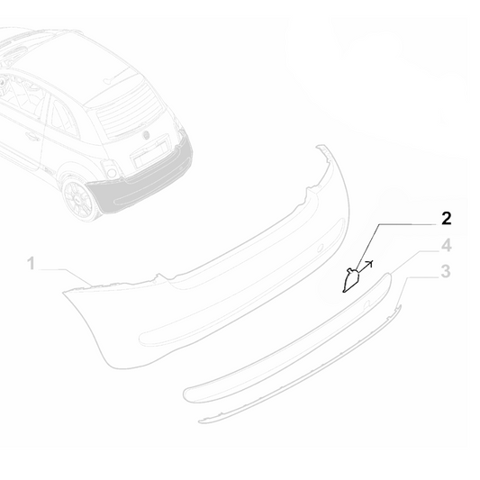 Genuine Rear Tow Eye Cover - Chrome - Fiat 500 2007-2015 | 735455393