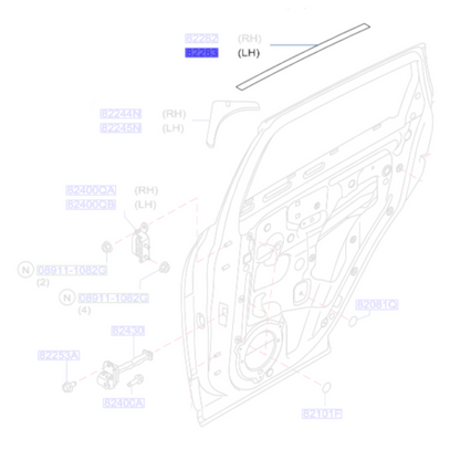 Genuine Left Rear Door Moulding - Nissan Qashqai 2013-2021 | 822834EA1E