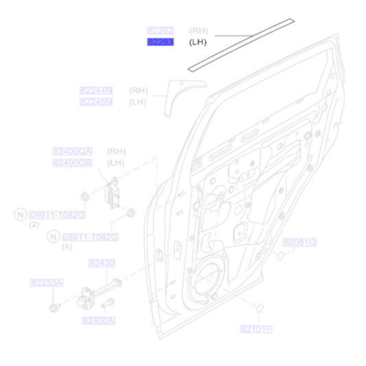 Genuine Left Rear Door Moulding - Nissan Qashqai 2013-2021 | 822834EA1E