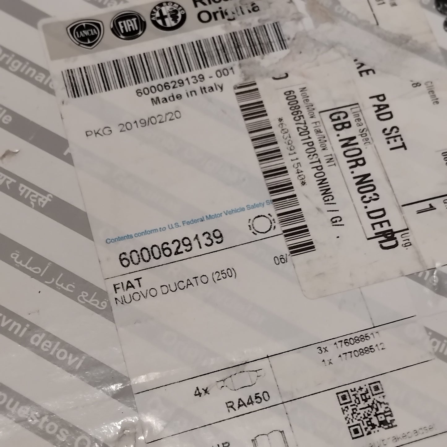 Genuine Fiat Brake Pad-Se | 6000629139