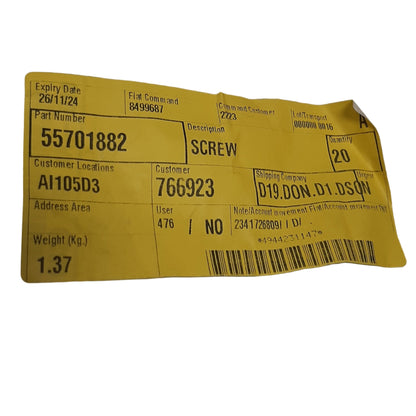 Genuine Fiat Screw | 55701882