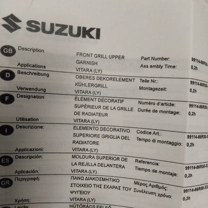 Upper Grille Styling Line - Genuine Suzuki Vitara - White | 99114-86R00-26U
