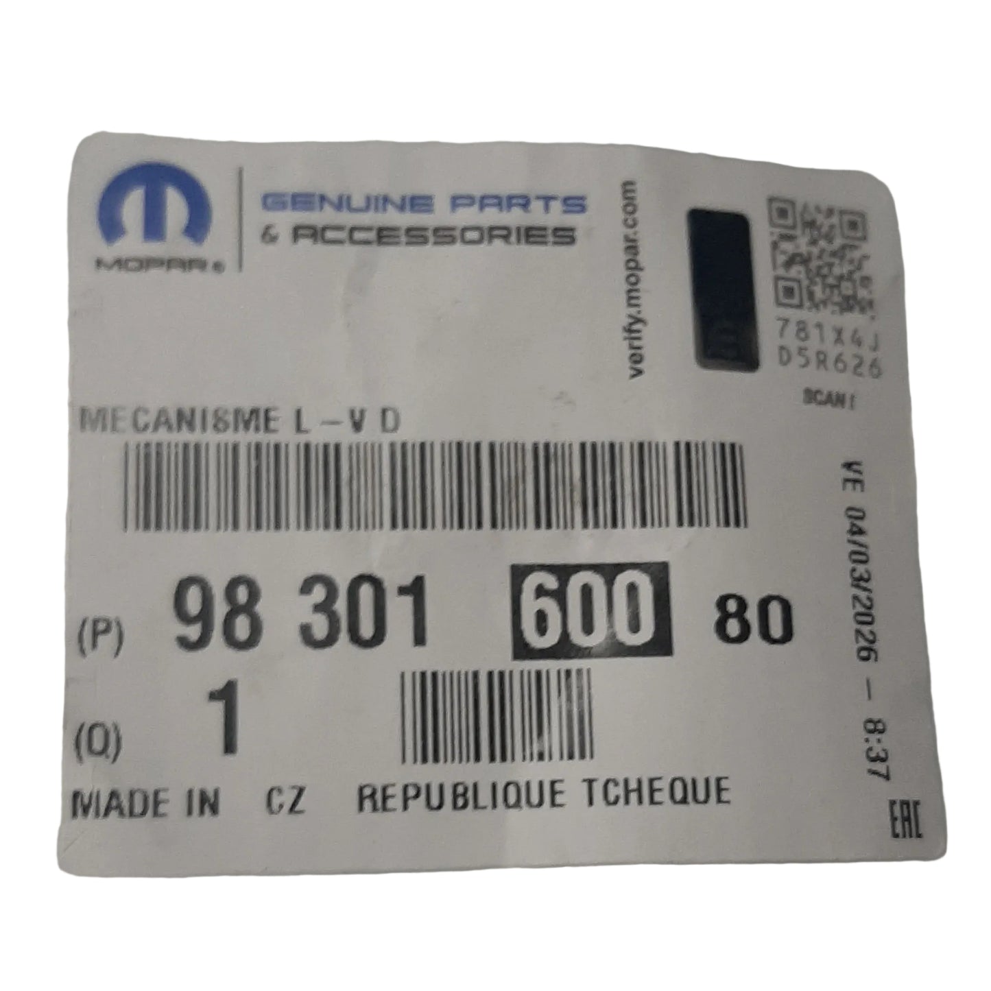 Genuine Peugeot Window Mech - Front Right | 9830160080