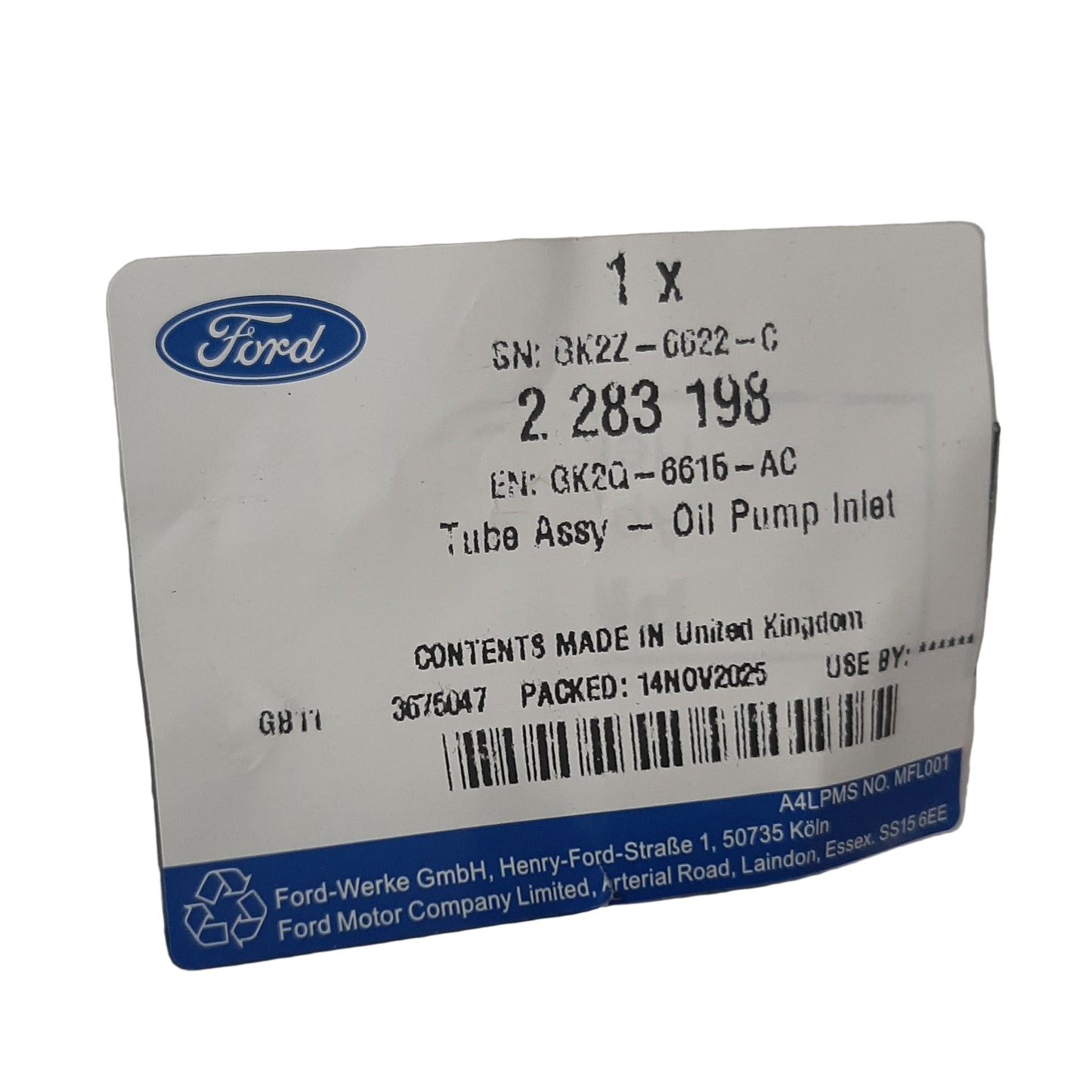 Genuine Ford Tube Assy - Oil Pump Inlet | 2283198