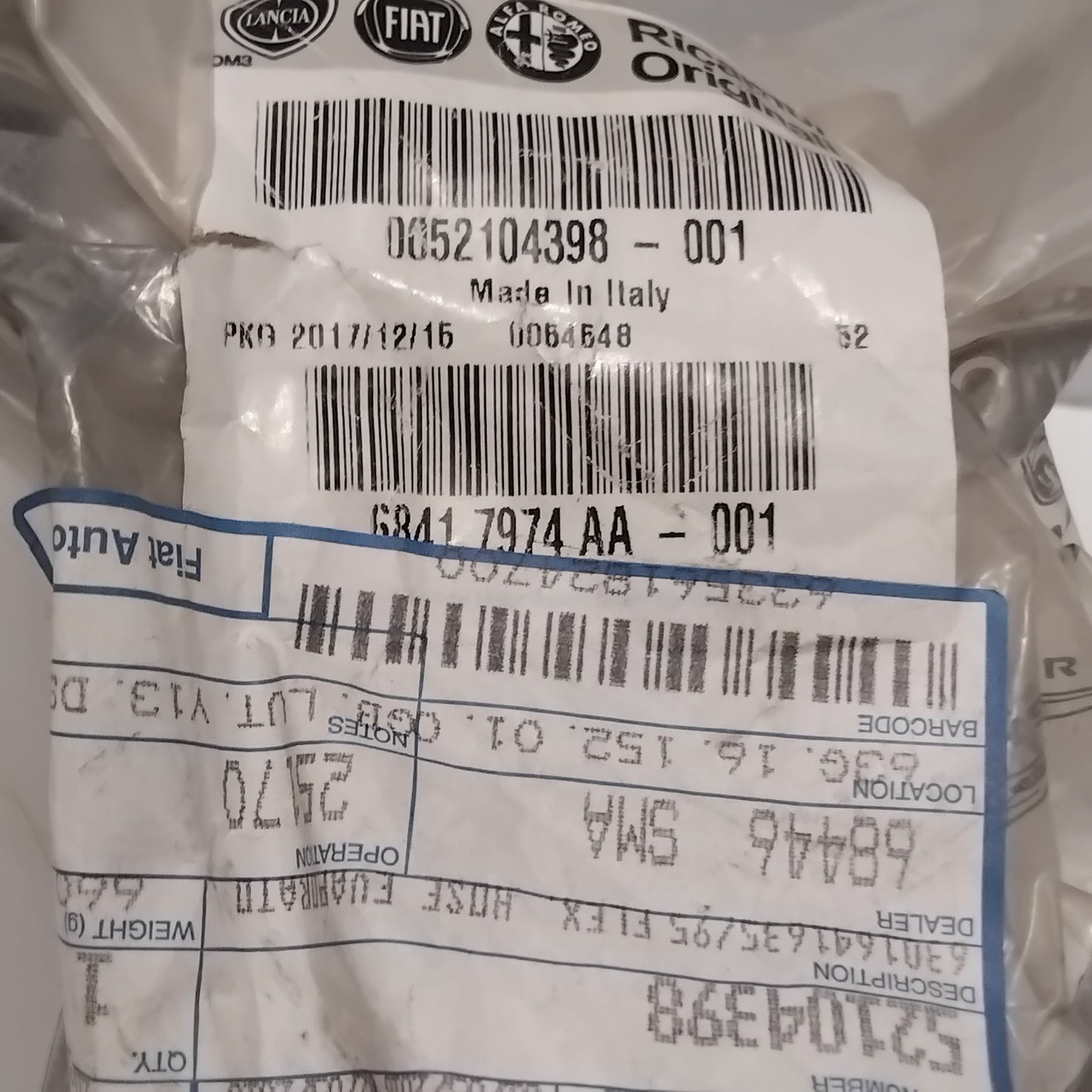 Genuine Fiat Flex Hose | 52104398