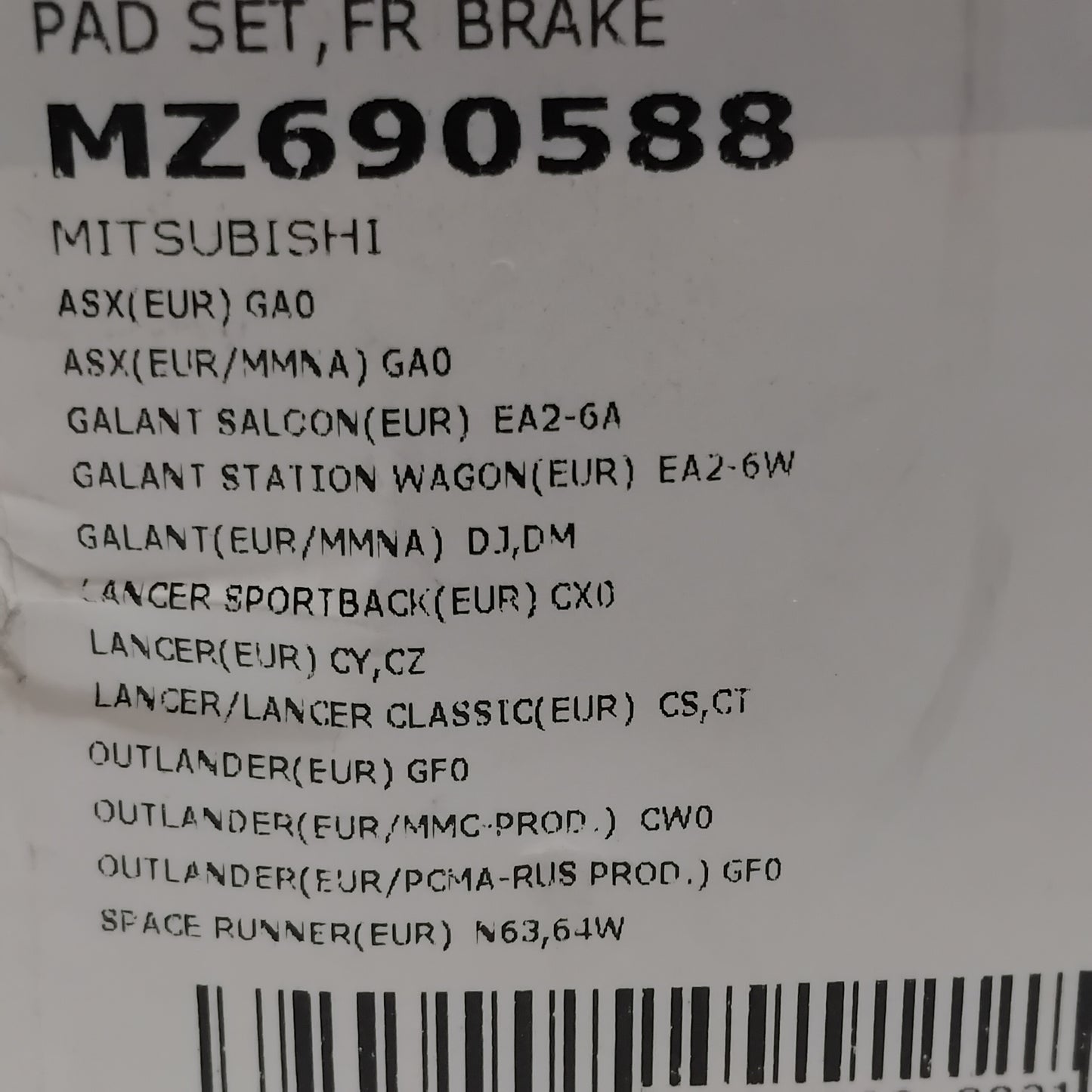 Genuine Mitsubishi Brake Pad Set,Fr | MZ690588