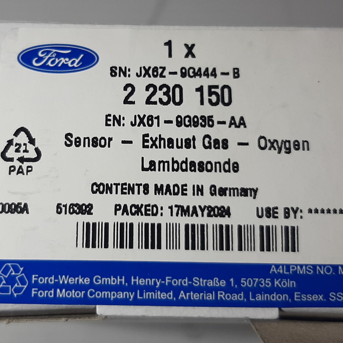 Genuine Ford Sensor - Exhaust Gas - Oxygen | 2230150