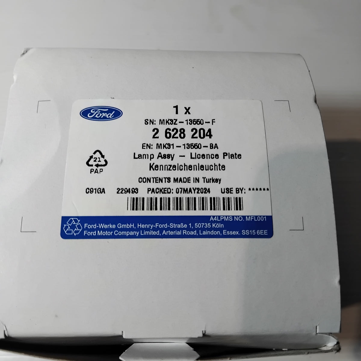 Genuine Ford Lamp Assy - Licence Plate | 2628204