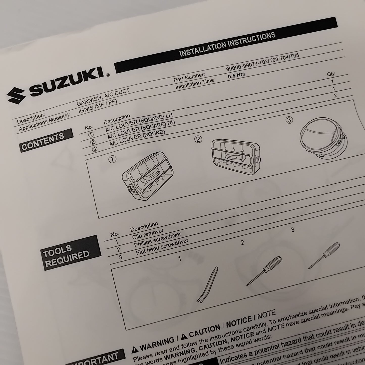 Genuine Dashboard Vent Trims - Titanium - Suzuki Ignis | 99000-99079-T03