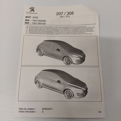 Exterior Rear View Mirrors Protection Shells - Peugeot 207 2006-2014 | 1607385080