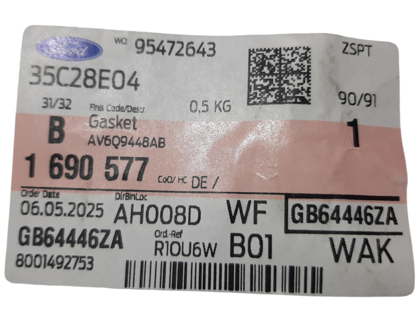 Genuine Ford Gasket | 1690577