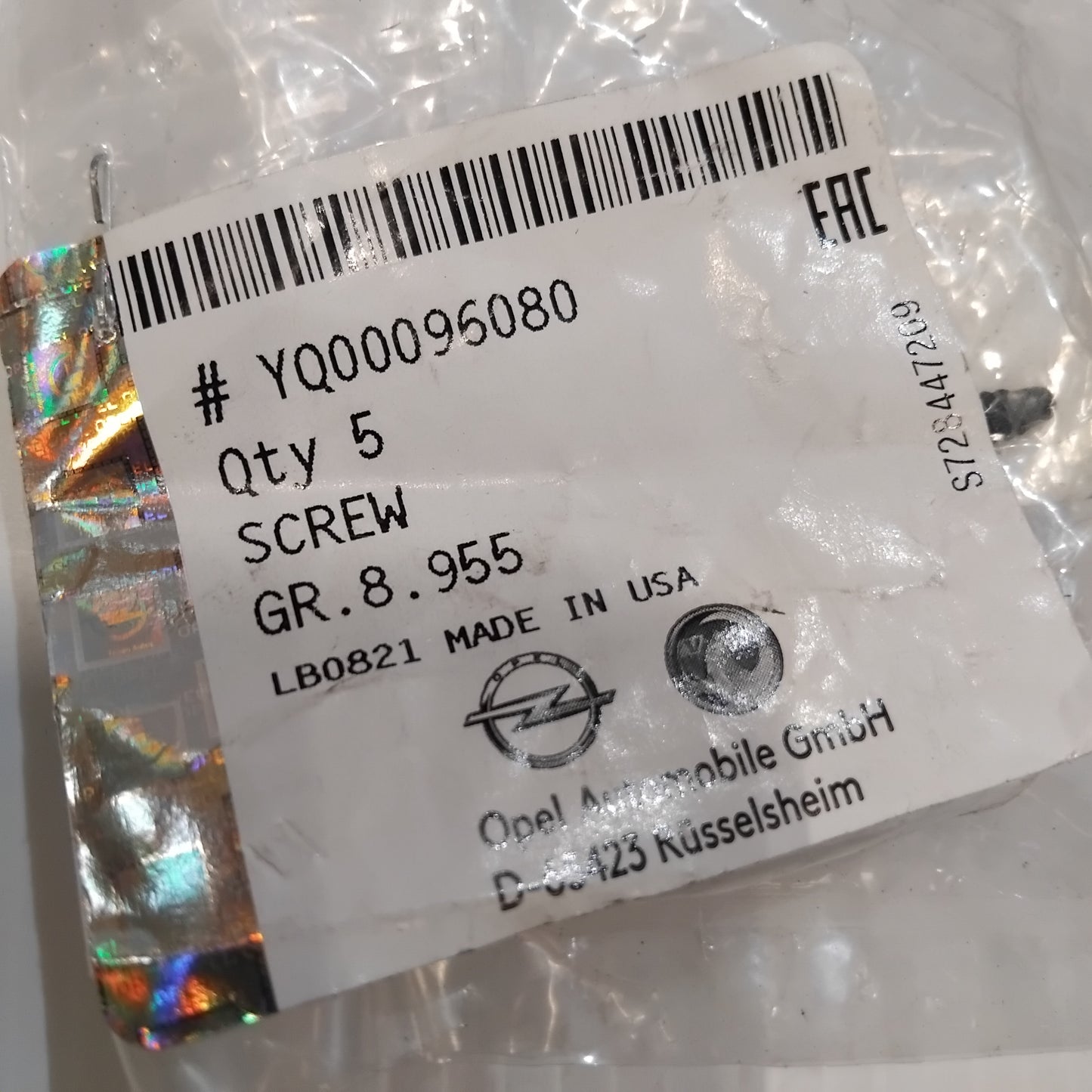 Genuine Vauxhall Screw | YQ00096080