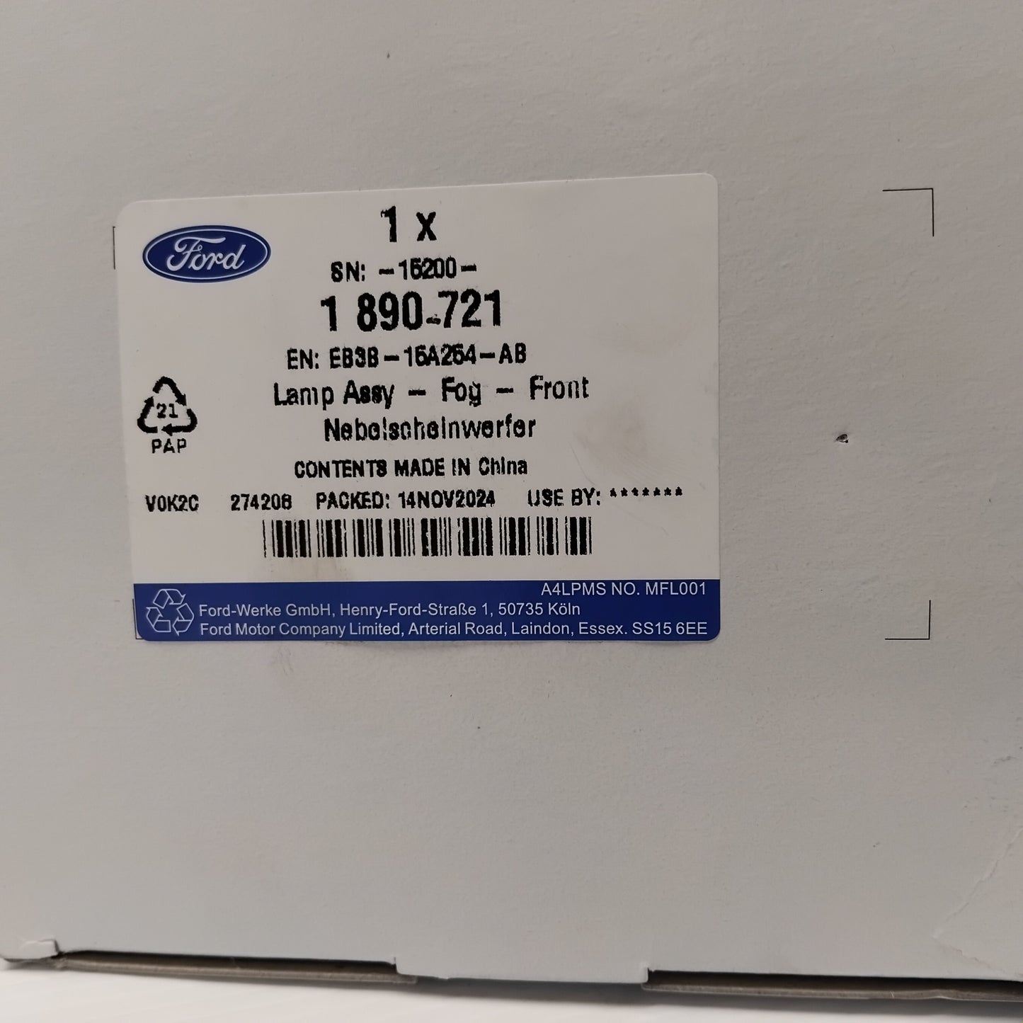 Genuine Front Right Fog Lamp - Ford Ranger 2011 | 1890721