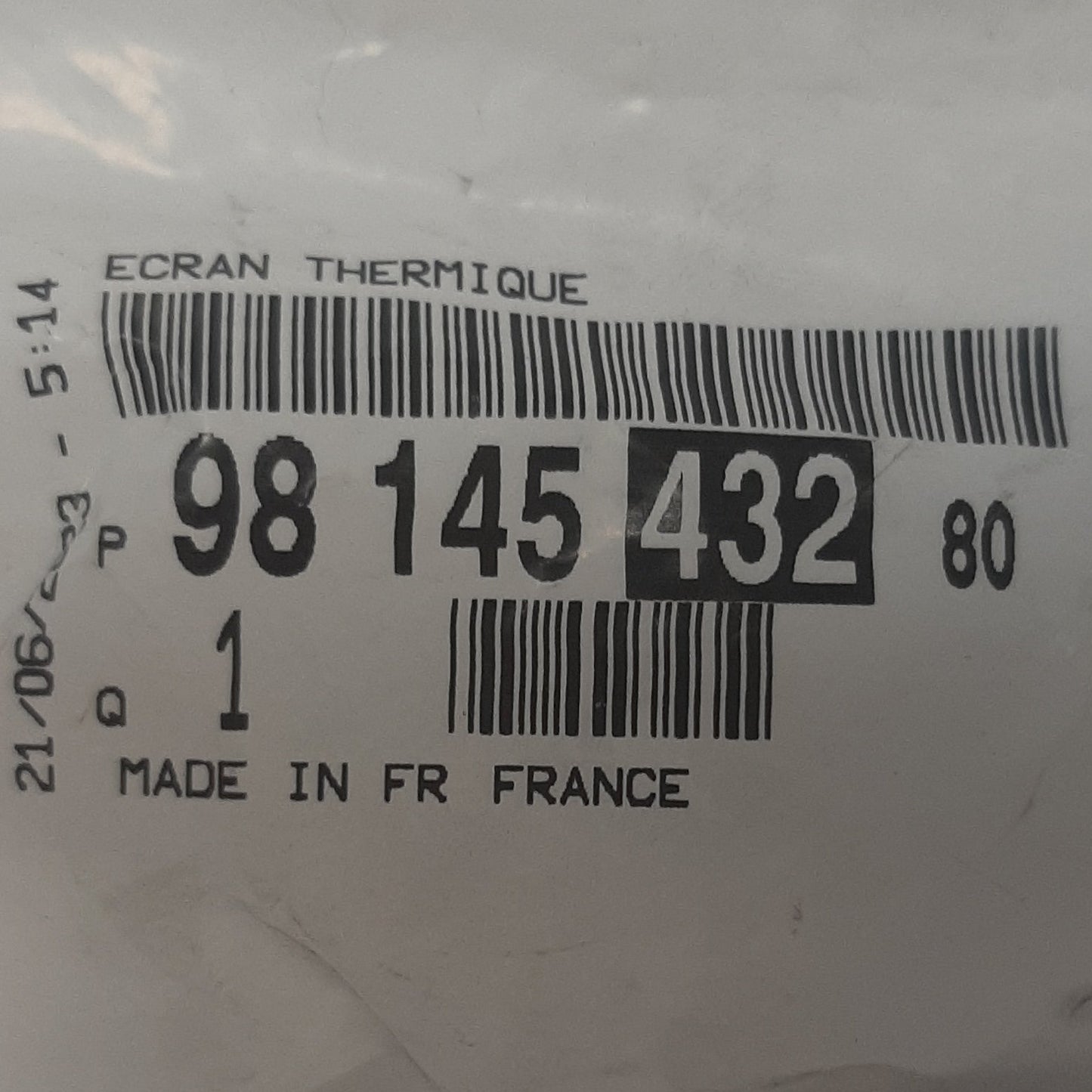 Genuine Peugeot Heat Shield | 9814543280