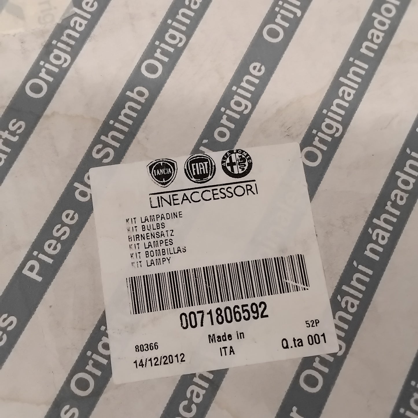 Genuine Spare Bulb Kit - Fiat Doblo 2009- | 71806592