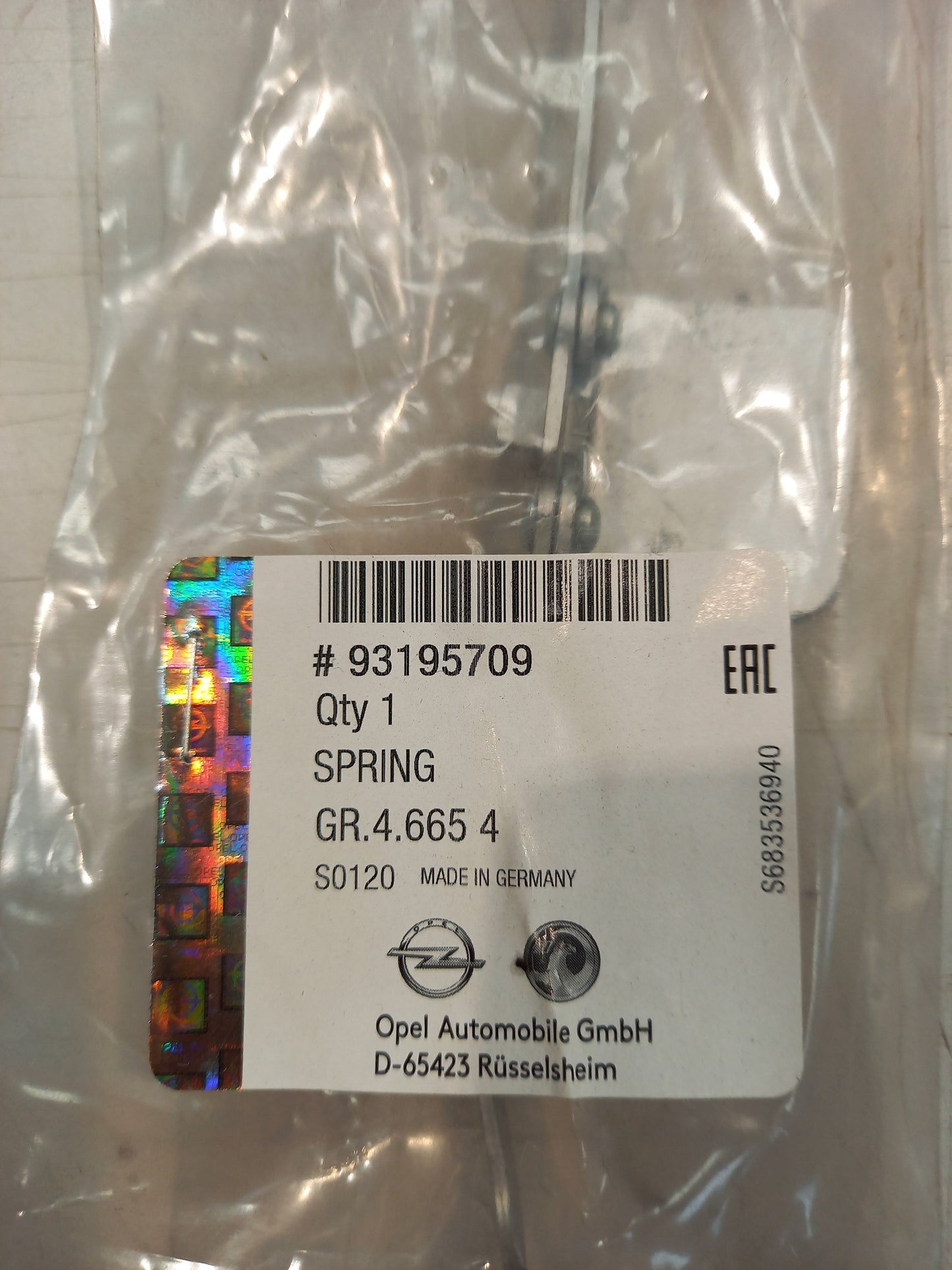 Genuine Vauxhall Lever Spring | 93195709