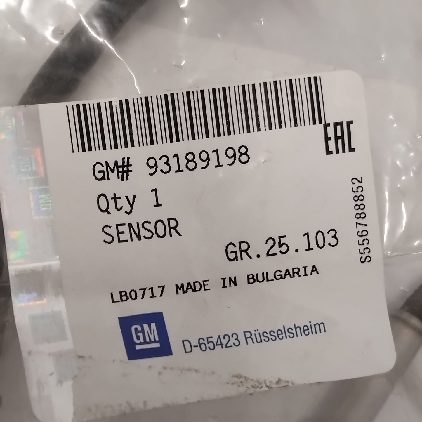 Genuine Exhaust Temperature Sensor - Vauxhall Astra / Corsa / Zafira | 93189198