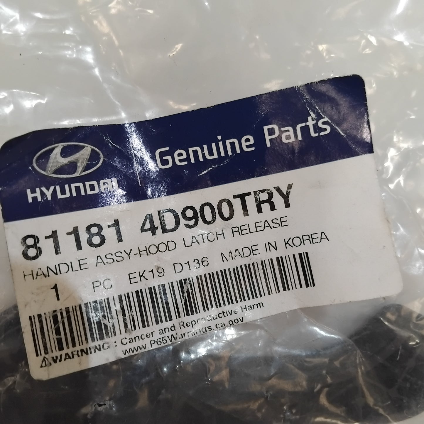 Genuine Hyundai Handle Assy-Hood Lat | 811814D900TRY