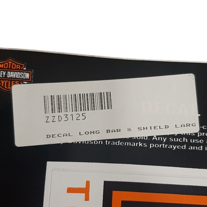 Genuine Harley Davidson Decal Long Bar & Shield Large | D3125