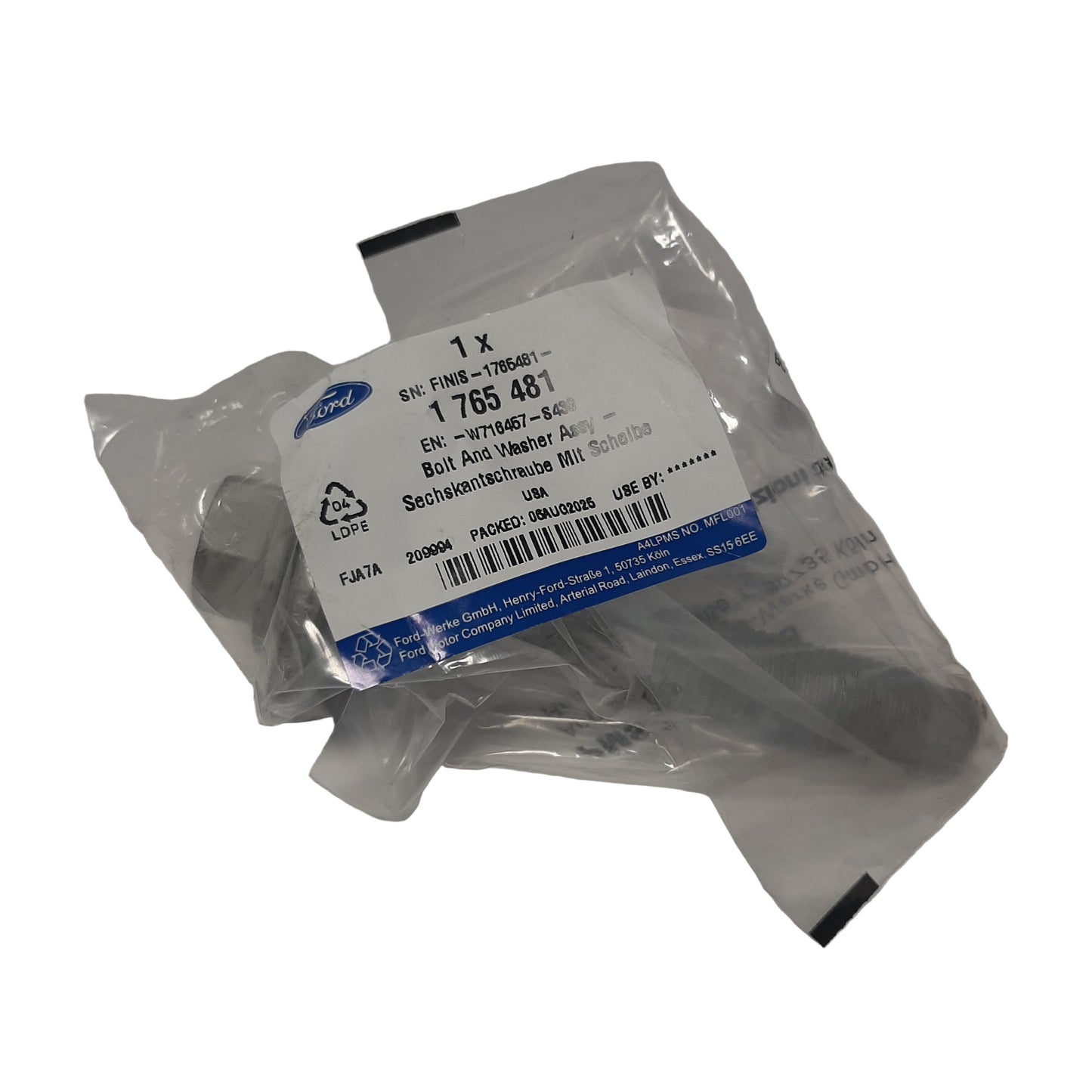 Genuine Ford Bolt and Washer Assy | 1765481