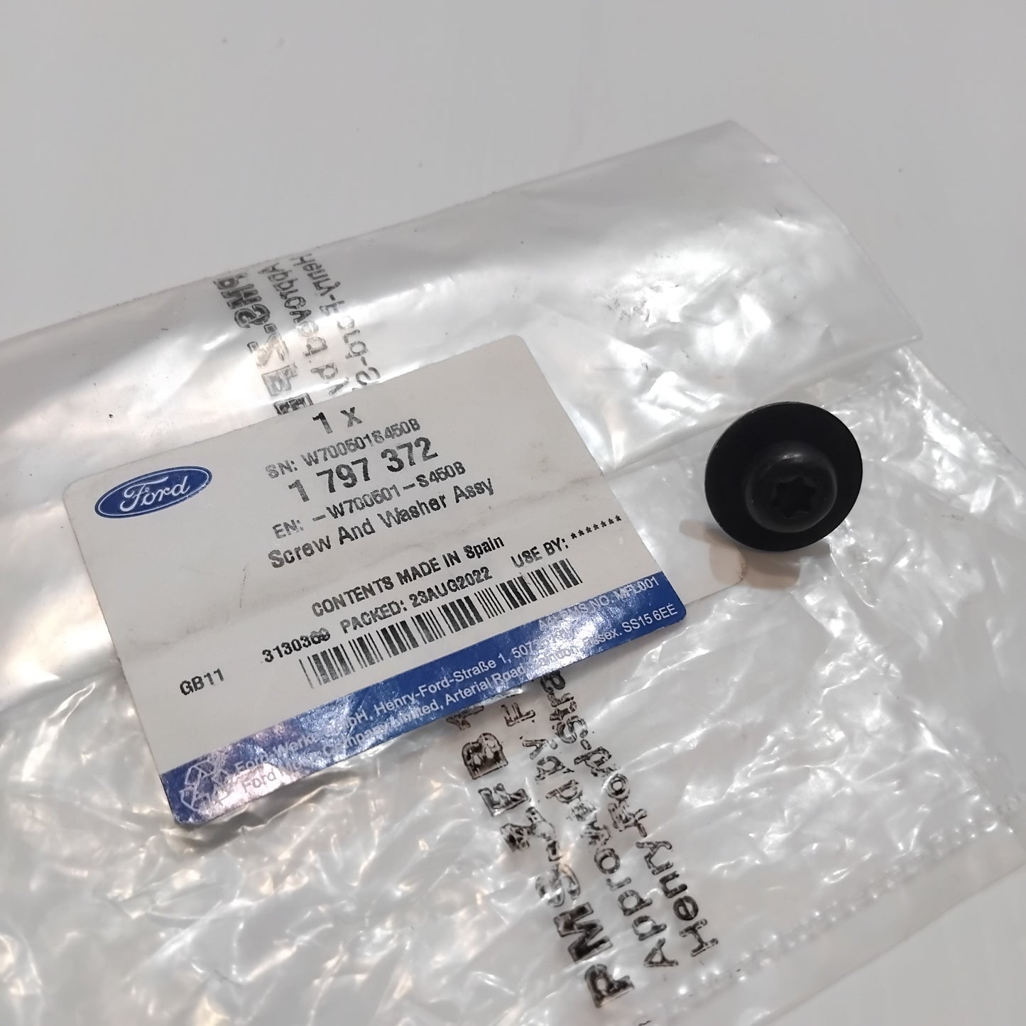 1x Genuine M5X15mm Wheel Arch Screw And Washer - Ford Focus 2018- | 1797372