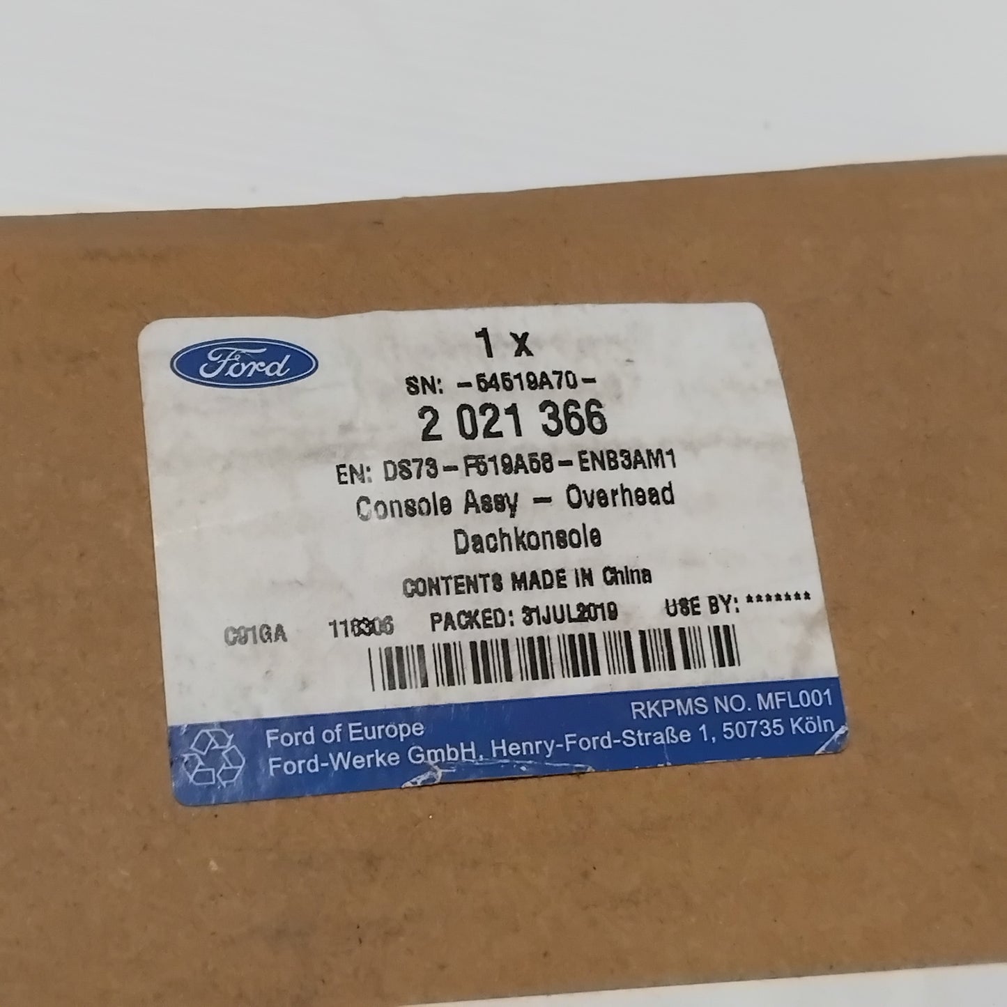 Genuine Overhead Console - Ford Fusion 2013-2016 | 2021366