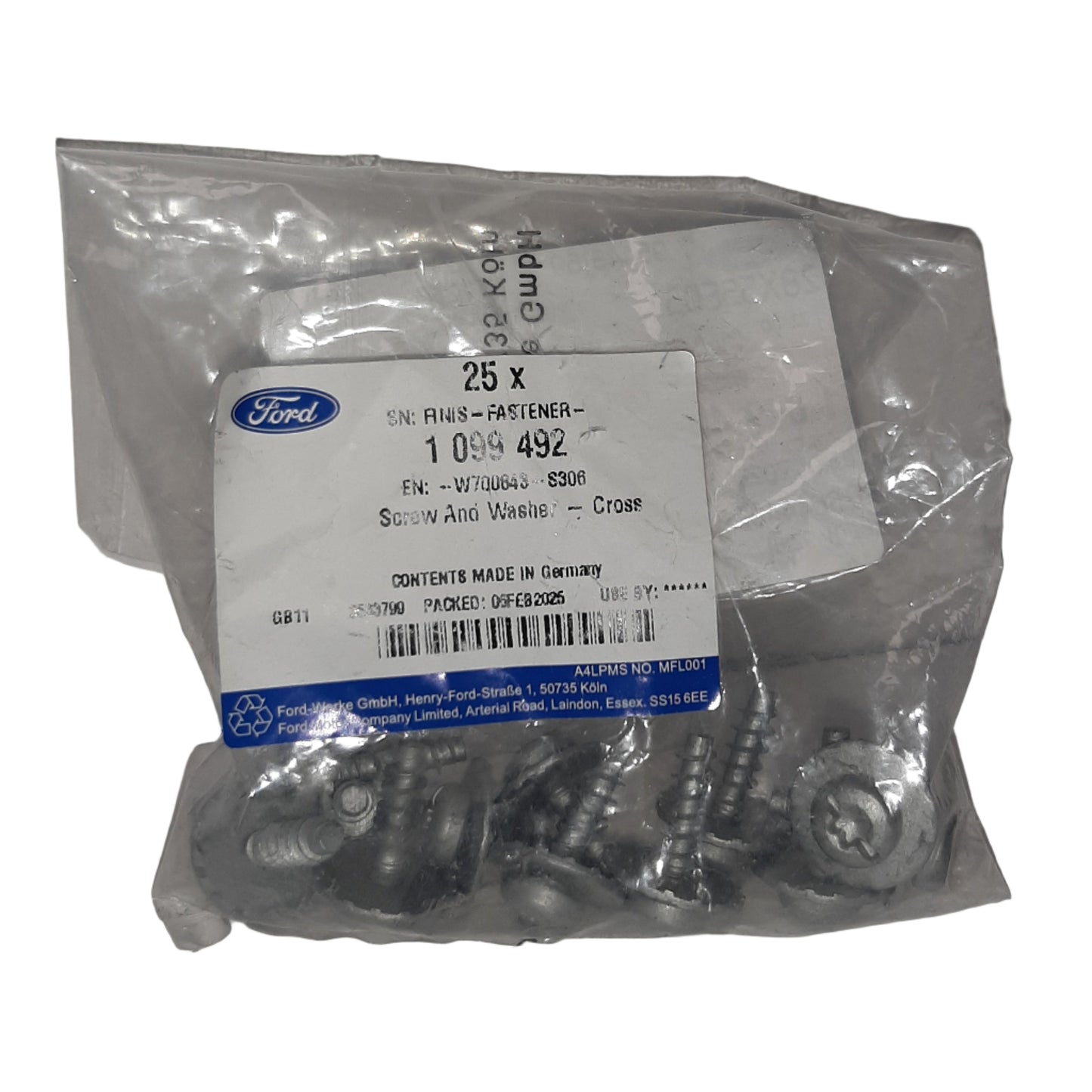 Genuine Ford Screw and Washer - Cross Recess | 1099492