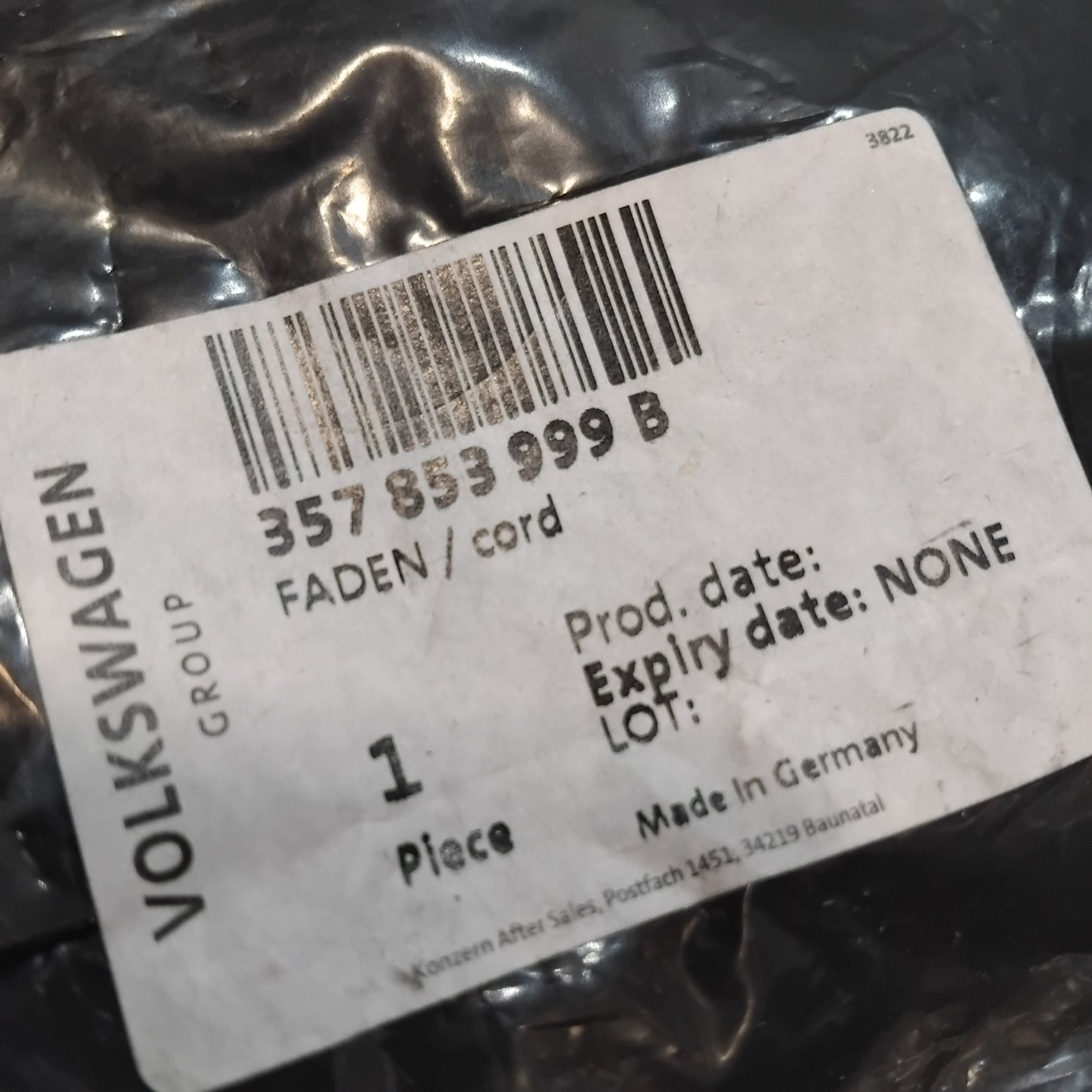 Genuine Seat Cord | 357853999B