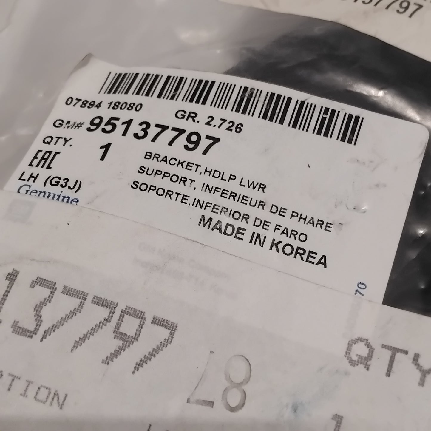 Genuine Vauxhall Hdlight Support | 95137797