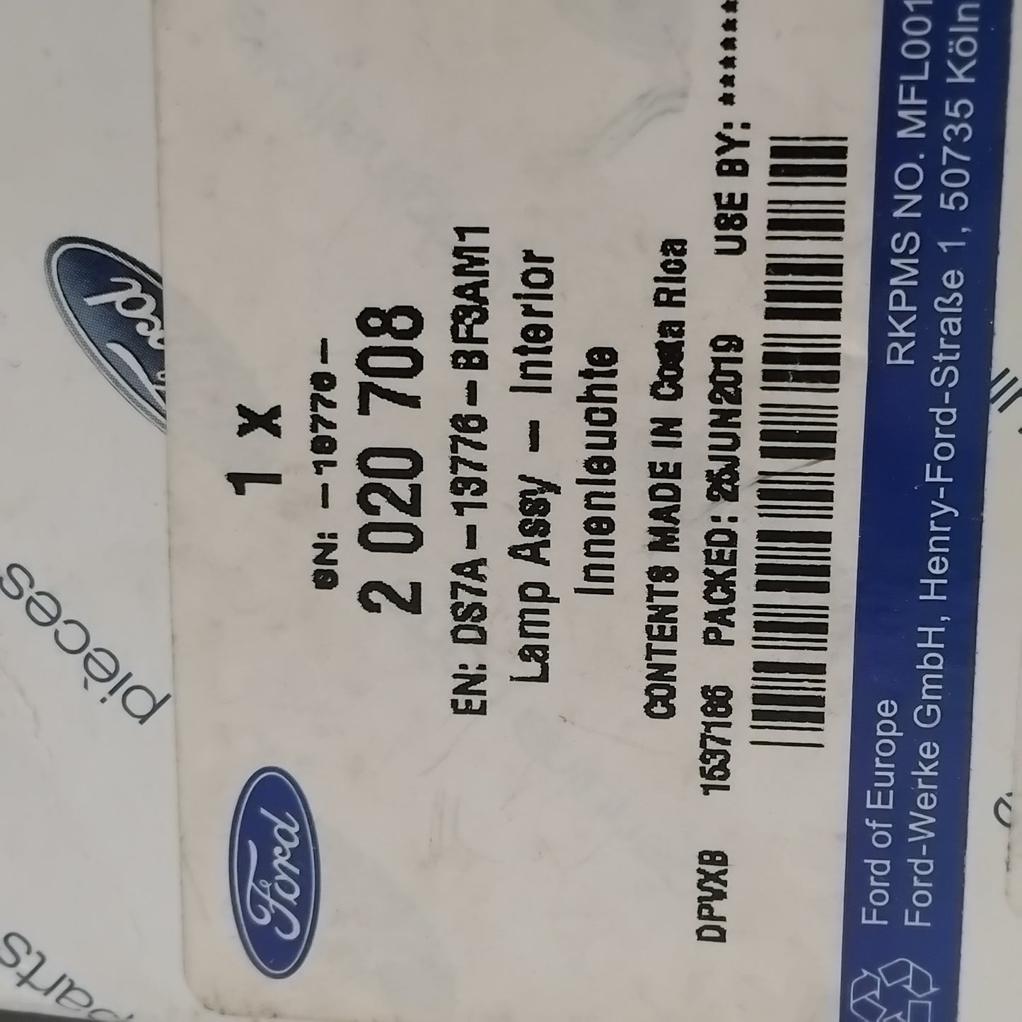 Genuine Interior Center Lamp - Ford Mondeo 2014-2022 | 2020708