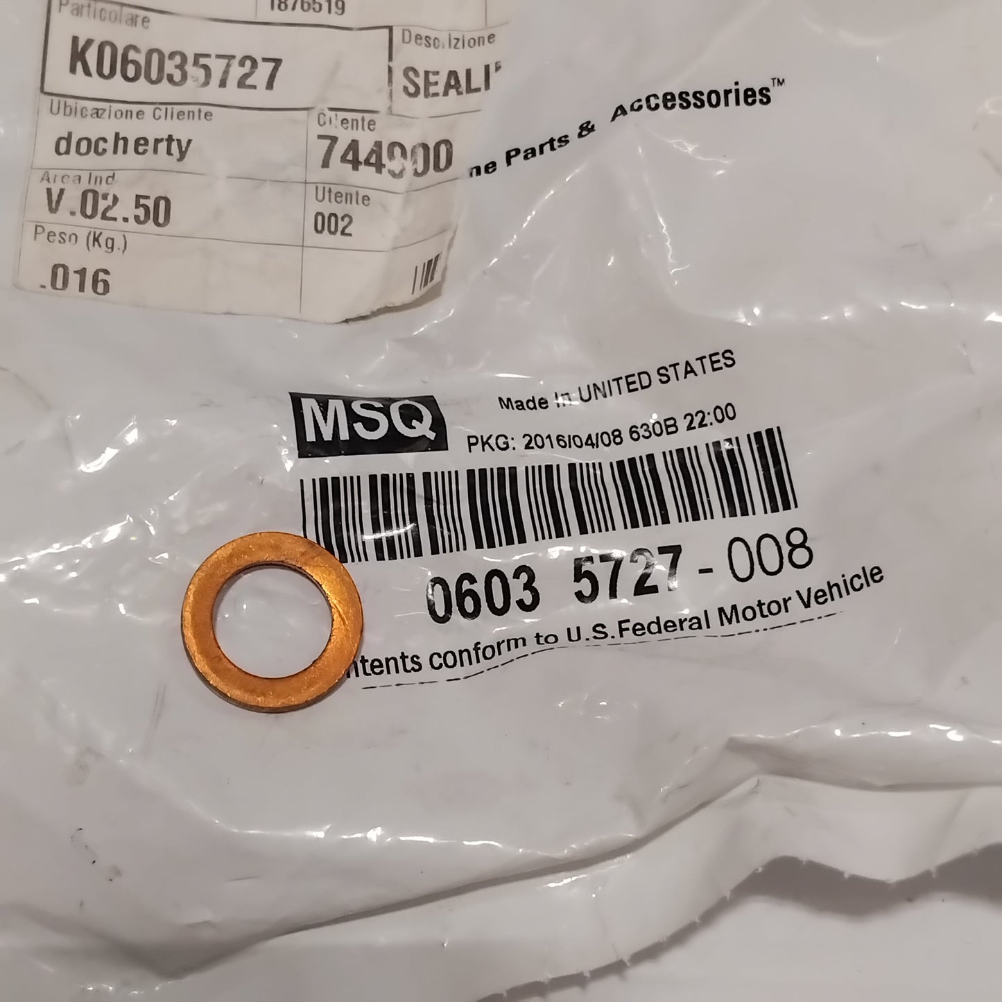 Genuine Jeep Sealing Gasket | K06035727