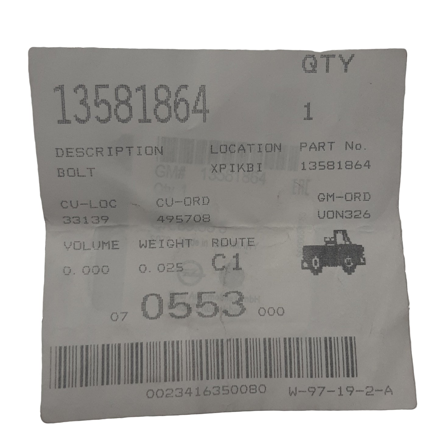 Genuine Vauxhall Bolt | 13581864