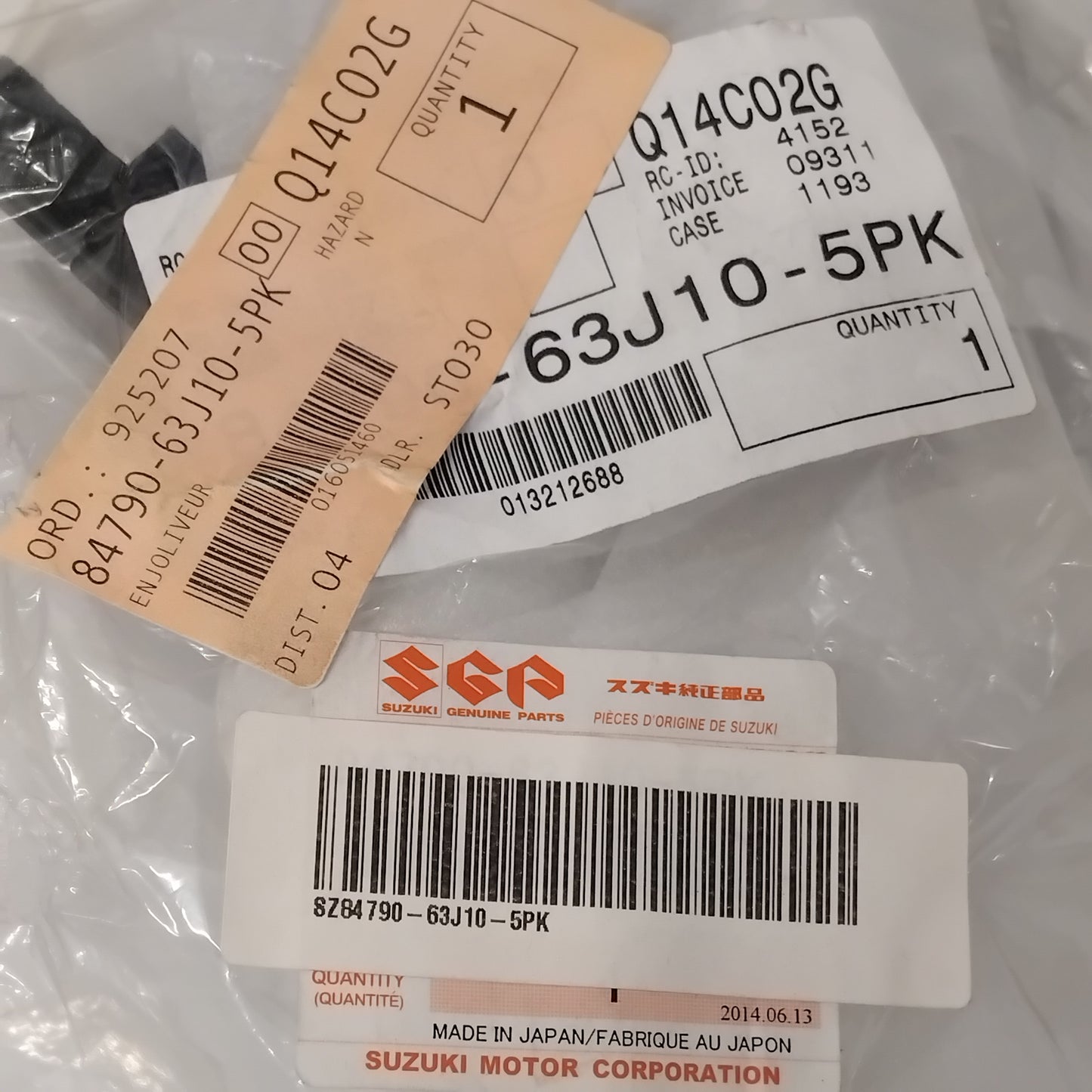 Genuine Suzuki Garnish Lh (Black) | 84790-63J10-5PK