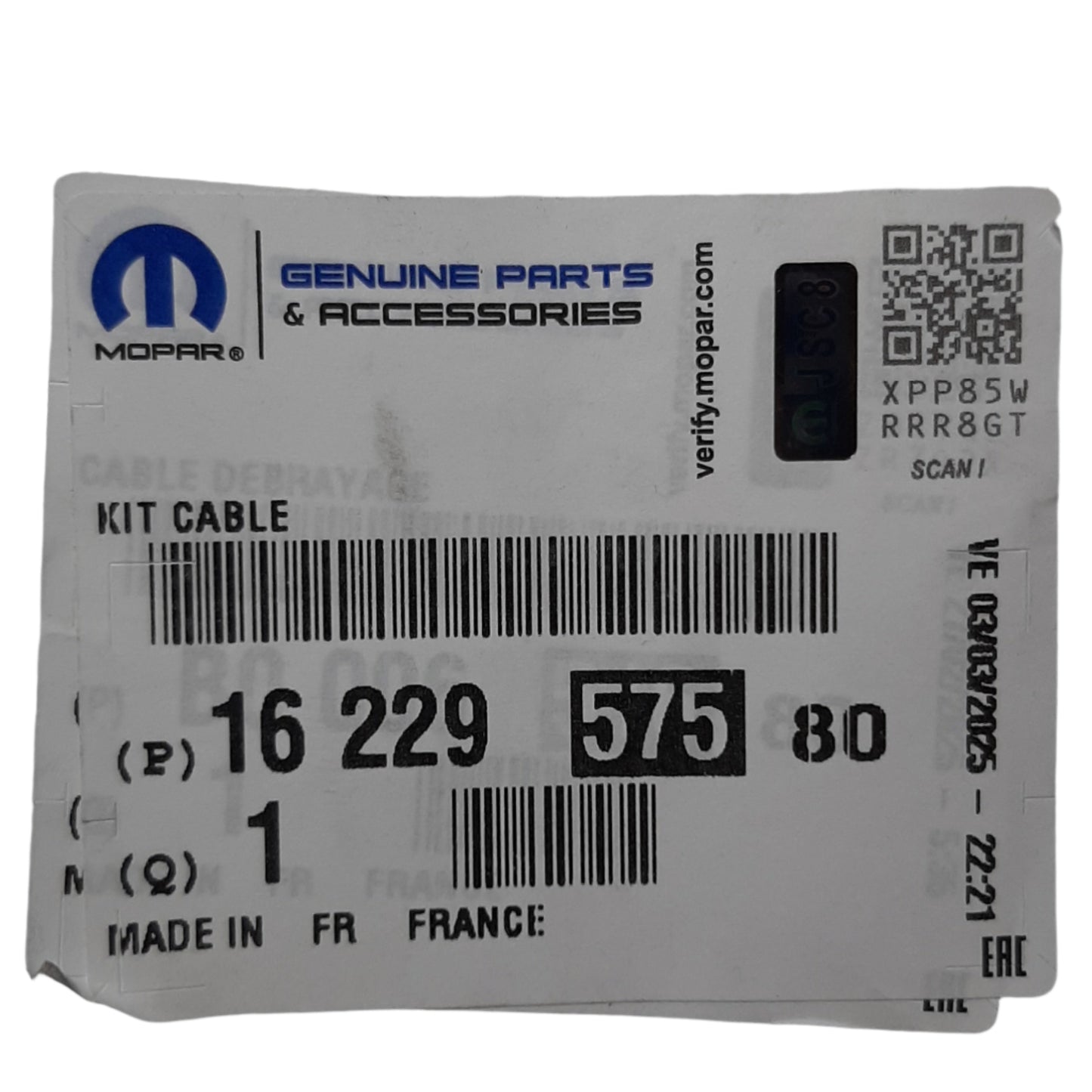 Genuine Peugeot Cable Kit | 1622957580