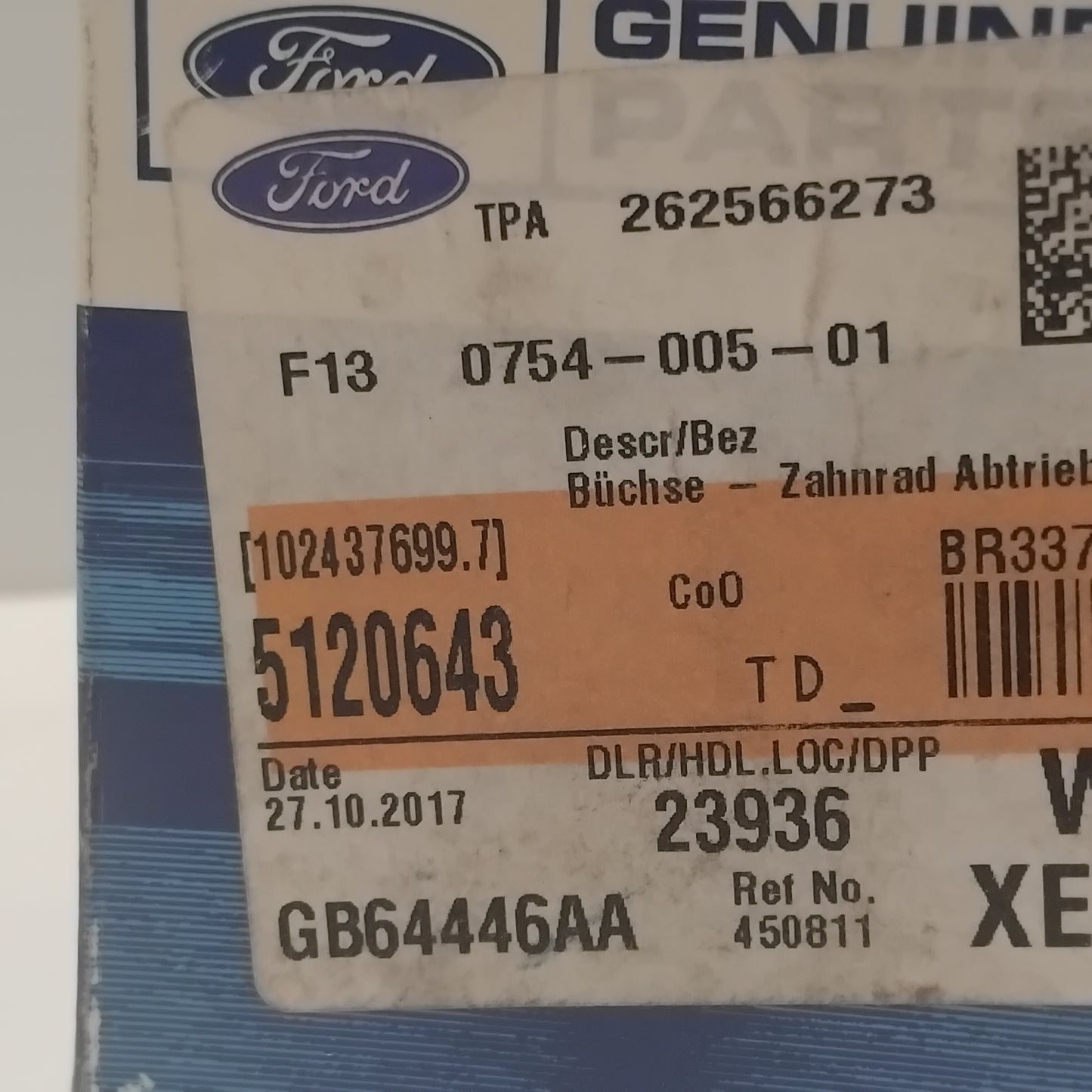 Genuine Ford Bushing - Output Shaft Gear | 5120643