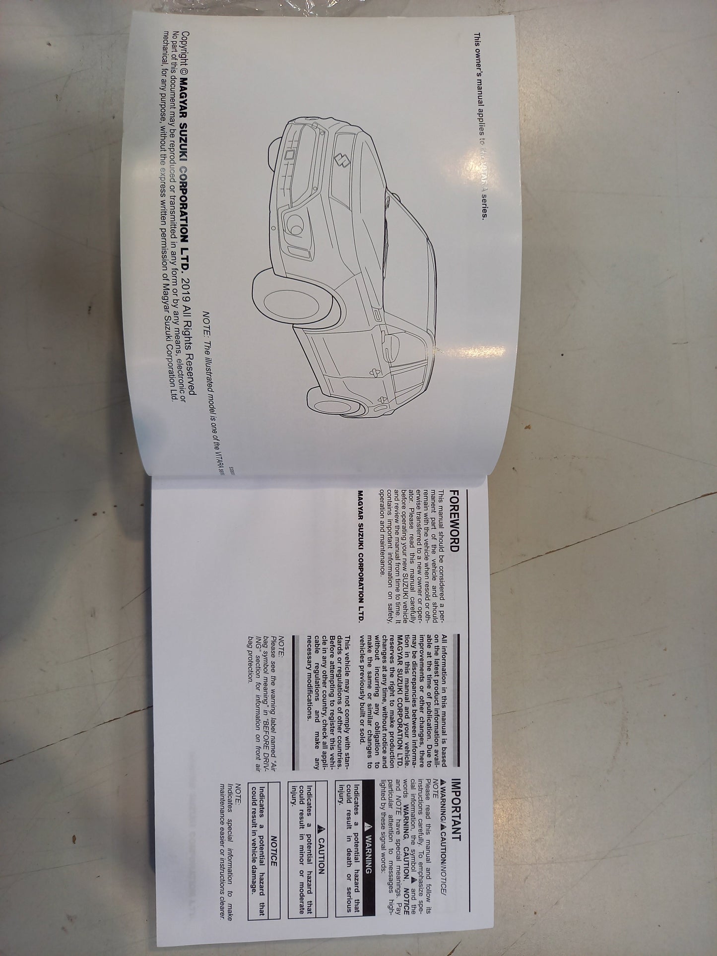 Genuine Suzuki Owner'S Manual,Vitara, | 99011U53SB5-02E