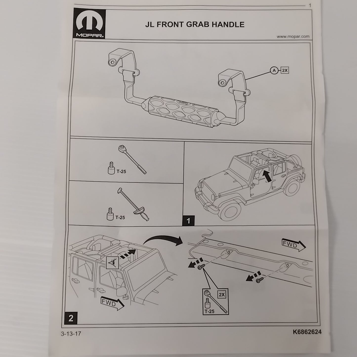 Genuine Grab Handles - Jeep Wrangler 2018- | K82215523