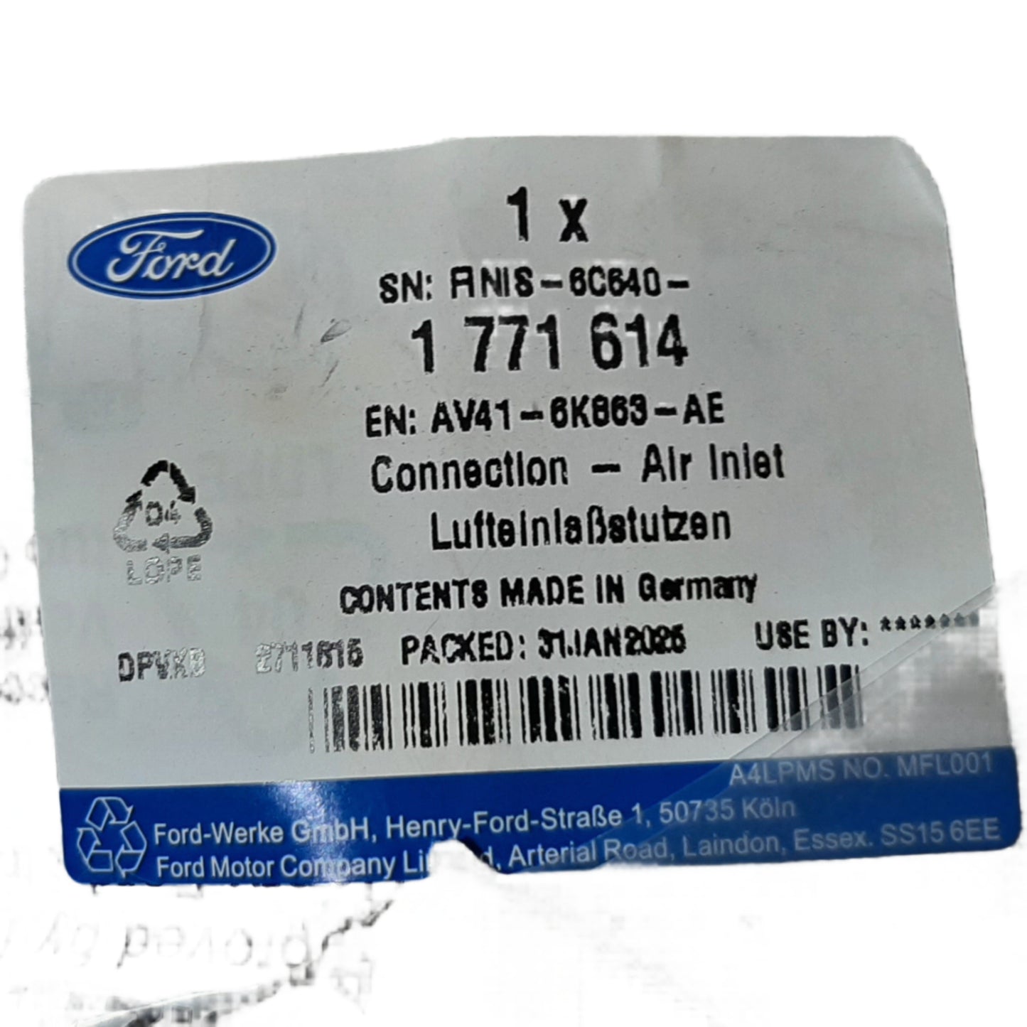 Genuine Ford Connection - Air Inlet | 1771614