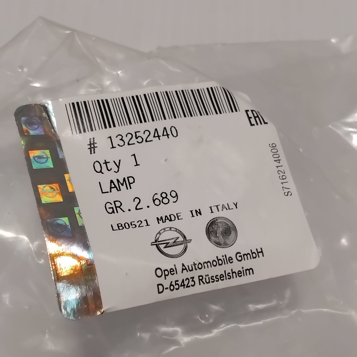 Genuine Vauxhall License Plate Lamp | 13252440