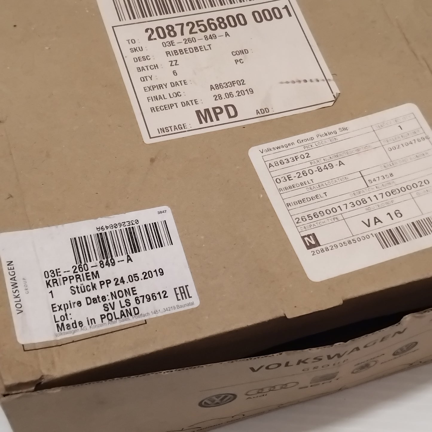 Genuine SEAT Ribbedbelt | 03E260849A