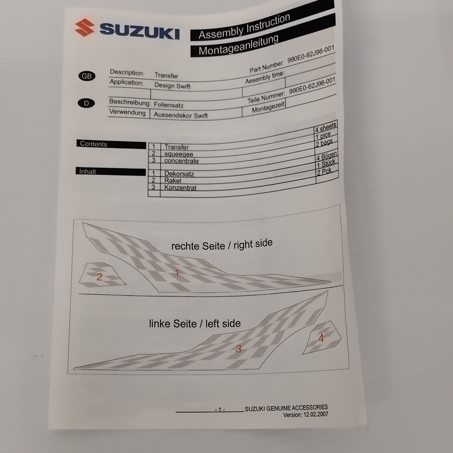 Genuine Suzuki Chequered Flag Decal S | 990E0-62J96-001