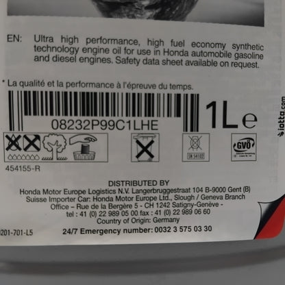 Genuine Honda Fully Synthetic Engine Oil 5W30 - 1 Litre | 08232P99C1LHE