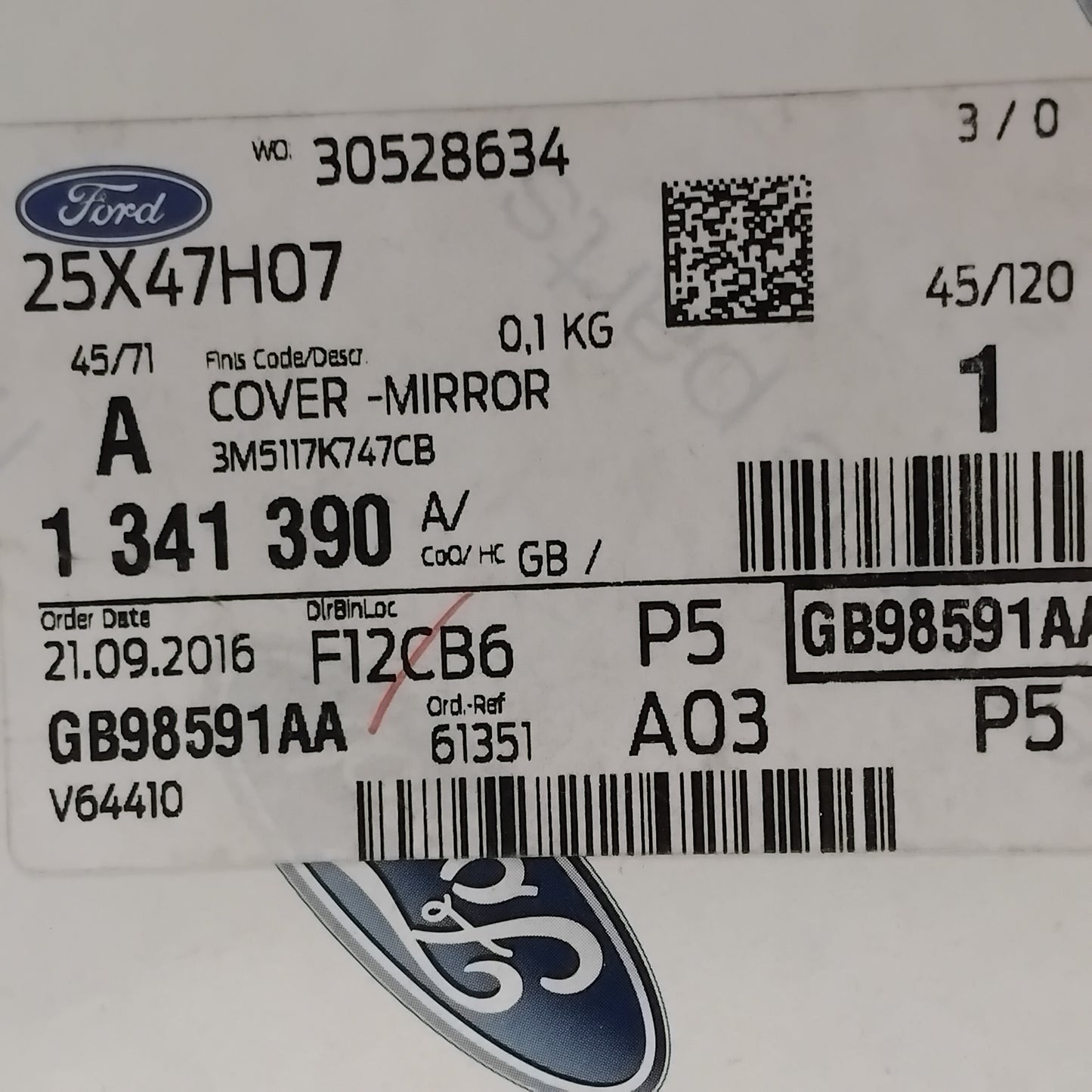 Genuine Ford Cover - Mirror Housing | 1341390